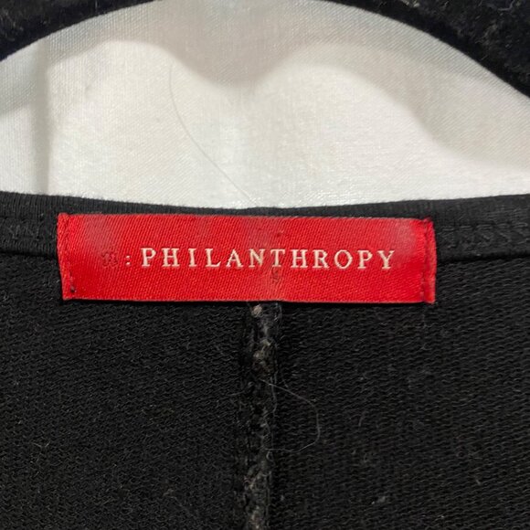 n: PHILANTHROPY Black Asymmetrical Hem Long Sleeve Black Sweatshirt Size XS / S - Picture 3 of 8